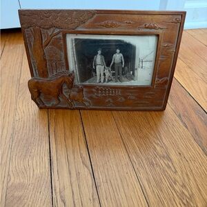 Rustic Brown Horse-Themed Photo Frame